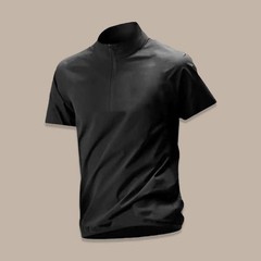 Men’s Breathable Polyester Spandex Half-Zip Stand Collar Tee Casual Sport Top