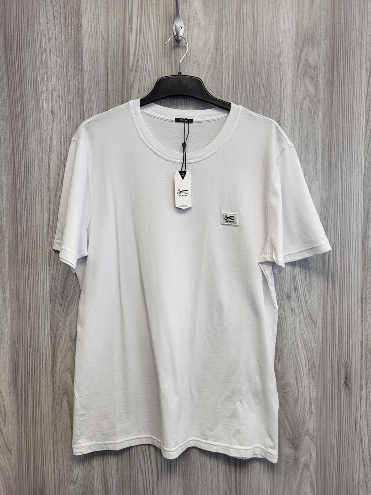 Denham White Applique Logo Short Sleeve Cotton T-Shirt Mens Size Large BNWT.PWB