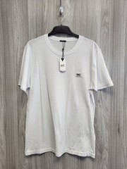 Denham White Applique Logo Short Sleeve Cotton T-Shirt Mens Size Large BNWT.PWB