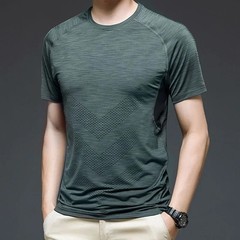 Male Tees Shirts O Neck Business Quick-drying Green Tops Wholesale Fashion Luxur