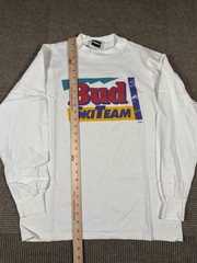 1980s Budweiser Bud Ski Team Long Sleeve Tshirt White Multi Color Logo Size L
