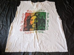 Bob Marley Vintage T Shirt Size XL Wake Up And Live Cut Off Sleeveless Spots