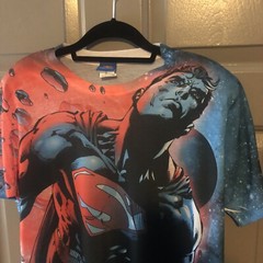 LogoVision Superman Red Sun (Front/Back Print) – Men’s L – All-Over Print (RARE)