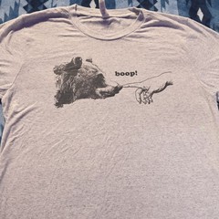 Gildan Softstyle & Bella+Canvas Bear Men’s Gray Graphic T-Shirts Size M