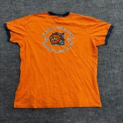 HYP T-Shirt Mens Size L Orange Ringer Graphic Cotton Global Feeding Frenzy 2005