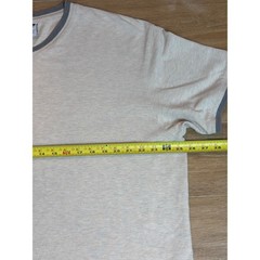 Gap Factory Mens XXL V-Neck Shirt Short Sleeve Oatmeal Heather Grey Trim Cotton