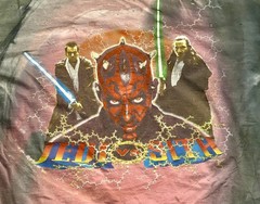 Vintage 90s Star Wars T-Shirt Mens 2X Gray Multi Tie Dye Jedi Vs Sith Darth Maul