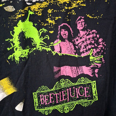 Beetlejuice Black Short Sleeve T-shirt Neon Design 100% Cotton Mens Size L