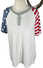 Arizona Jean Mens Shirt Extra Large Henley Two Button Cotton Stretch Multi 4th