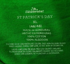St Patrick’s Day Men’s Shirt, Size XL, Green, 100% Cotton