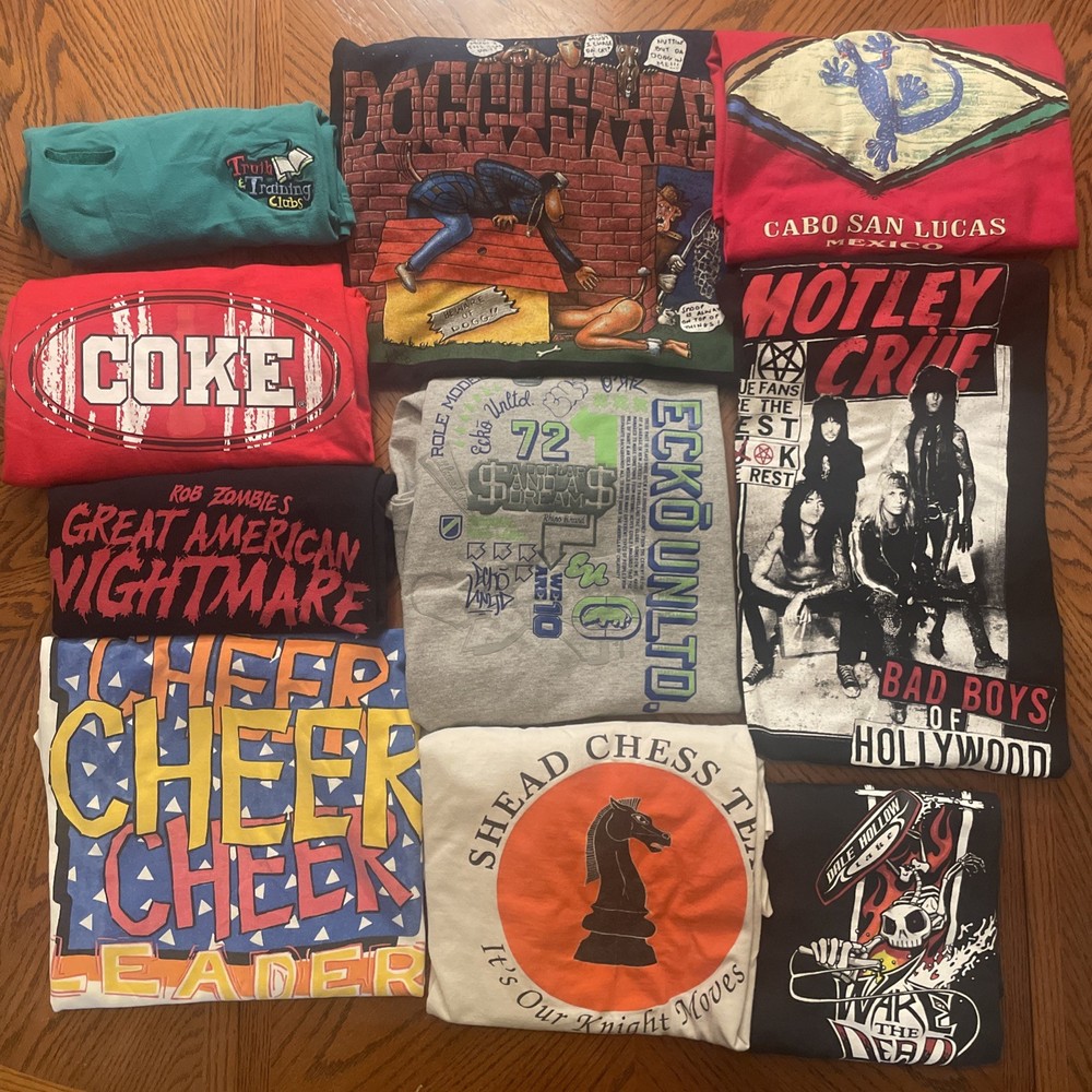 Vintage T-Shirt Lot Of 10 80s 90s Y2K Modern Band Motley Crue Snoop Dogg Ecko