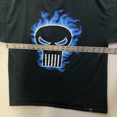 Vintage Marvel Punisher Shirt Men’s Size Large Black Blue Flame Skull Comic Y2K