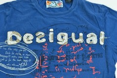 DESIGUAL Blue Medium Embroidered Y2K Vintage Men’s Short Sleeve Shirt