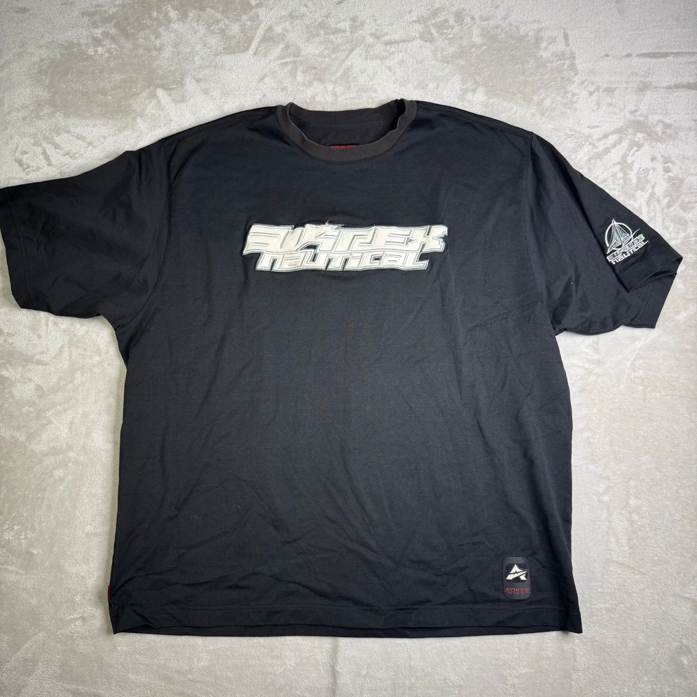 Avirex RARE Ebroidered Y2K Shirt Size 3XL Black Streetwear Graphic Studs