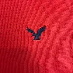 American Eagle Thermal Shirt Mens Medium Red Waffle Knit Long Sleeve Vintage Fit