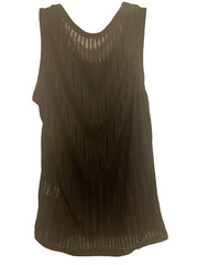 Mens Black Semi-Sheer Striped Sleeveless Muscle Tank Top Size Medium NWOT