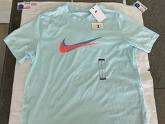 Nike Tee Shirt Short Sleeve Blue Bright Green Sportswear New 100% Cotton