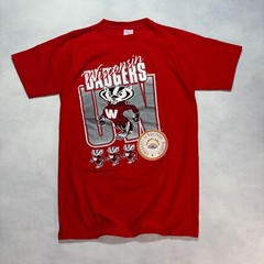 Vintage 80s 90s Wisconsin Badgers Graphic T-Shirt Sz M Single Stitch Made in USA