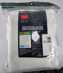 Hanes Best 2XL T-Shirt Lay-Flat Collar Tagless Cool Comfort White 6 Count