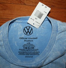 Men’s VOLKSWAGEN THE BEETLE Light Blue Marbled Graphic Tee T-Shirt LARGE *6H