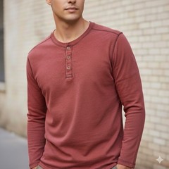 paradise collection henely shirt mens large long sleeve red