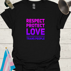 Unisex T-Shirt Respect, Protect Trans People LGBT – pink-purple