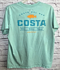 Costa Del Mar T-Shirt Mens Size XL Light Blue Crew Neck Short Sleeve Cotton Knit