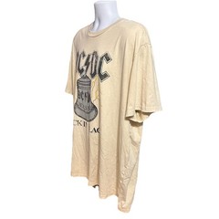 AC/DC Back In Black Hells Bells Shirt Men 3XL Cream Short Sleeve Retro 2024