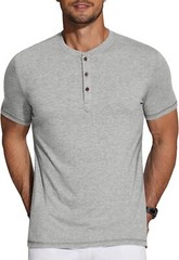 Men’s Short Sleeve Henley Shirt Casual Summer Tee Lightweight Breathable Solid T
