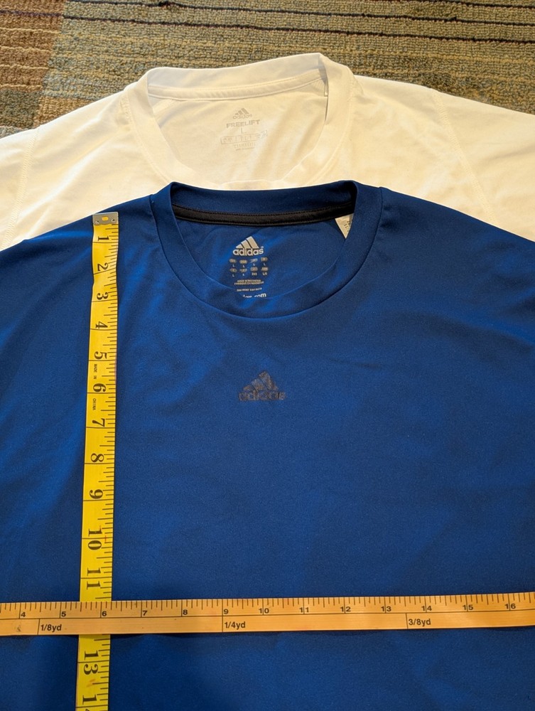 Lot of Two Addias Sports T Shirts Men’s L Blue and White Short Sleeve