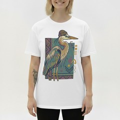 Hipster Heron Bird T-Shirt Beanie Hat Geometric Abstract Art Nature Gift