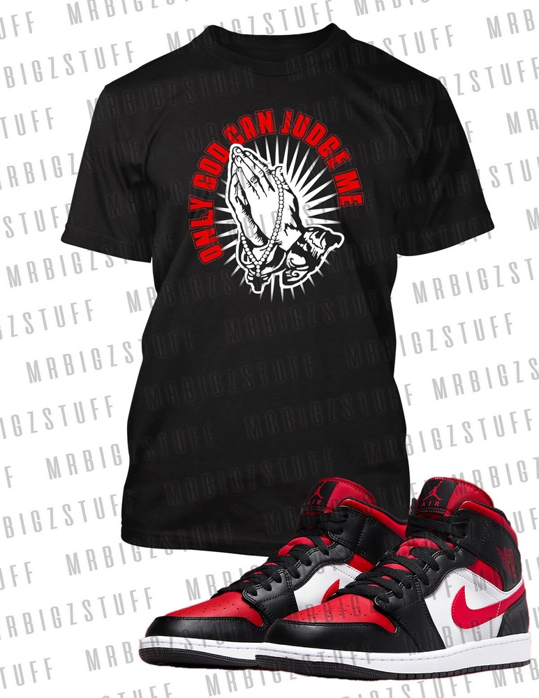 Pac Only God Can Judge Me Graphic Sneaker Tee Shirt J1 Mid Lightly Bred Big Tall