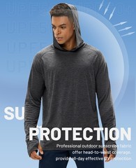 Men’s Long Sleeve Hiking Shirts UPF 50+ Sun Protection Fishing Hoodie SPF UV …