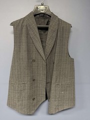 Gray Plaid Suit Vest Waistcoat Adjustable Back 19×27 Unbranded