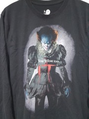 IT Pennywise Clown You’ll Float Too Size Large L/S T Shirt Stephen King Movie