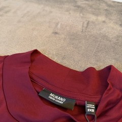 Murano Liquid Luxury Mock Neck Shirt Mens 3XB Burgundy Long Sleeve Cotton NWT