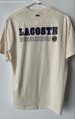 Lacoste Mens Cream Cotton Classic Fit Short Sleeve Crew Neck Pullover T-Shirt M