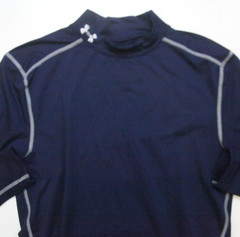 Large Under Armour Blue Tee T-Shirt Top Long Sleeve Polyester Elastane Cold 1638