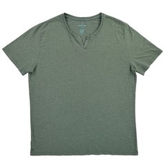 Tommy John Henley Lounge Shirt Men Large Green Pima Cotton Stretch V Split Neck