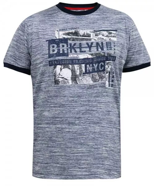 D555 Duke Big Mens Printed T-Shirt Brooklyn Print 2XL 3XL 4XL 5XL 6XL (601409K)