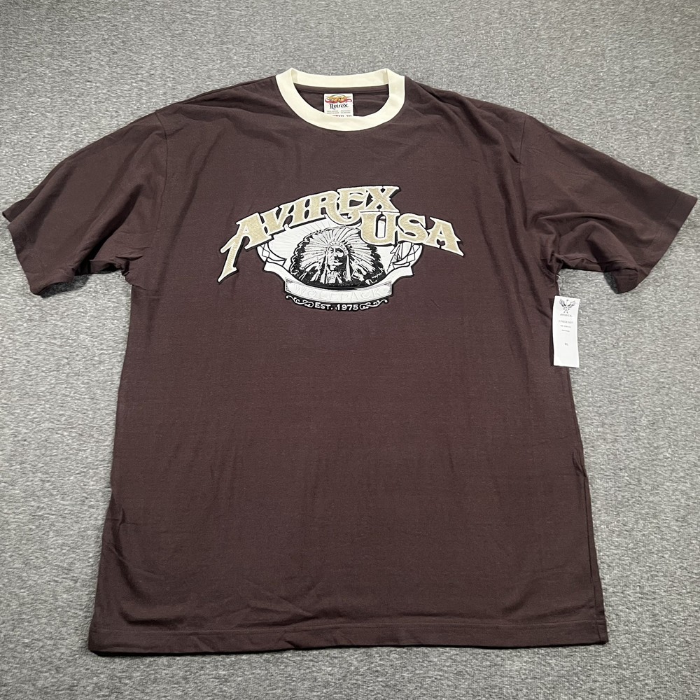 Avirex USA Vintage Y2K Wolfpack Native American Headdress T-Shirt Mens Size XL