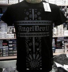 Men’s T-Shirt Angel Devil Crew Neck With Logo Print And Mesh Front Art. TU08