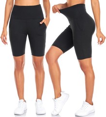 4 Pack Biker Shorts for Women – 8″ High Waist Tummy Control Workout Yoga Runn…