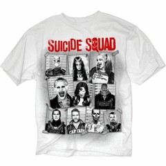 Adult Men’s DC Comics Supervillains Movie Suicide Squad Mugshots White T-shirt