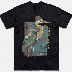 Hipster Heron Bird T-Shirt Beanie Hat Geometric Abstract Art Nature Gift