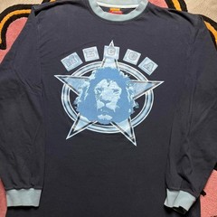 Vintage Y2K Mecca Lion Felt Graphic Logo T-shirt Size Large Blue