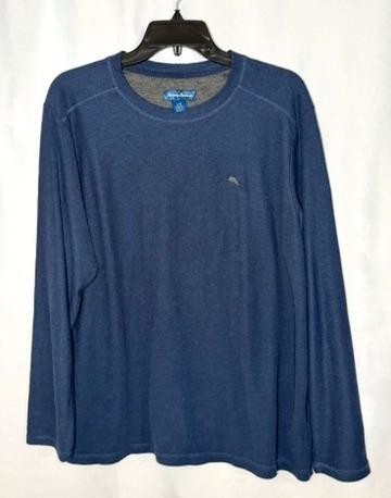 Tommy Bahama Long Sleeve Shirt Mens Large Blue Waffle Knit Pullover