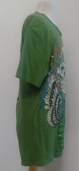 Christian Audigier Y2K Skull Grenade Rhinestone Green T-Shirt Short Sleeve Sz S