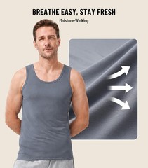 Men’s Tank Top Undershirts Micromodal Sleeveless Tag Free Moisture-Wicking A-…