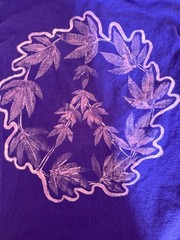 Custom Hand Painted Pot Leaf Peace Sign T-Shirt, Medium